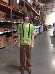 Cameron (dressed as Shaggy) has his Scooby Snacks... but where is his sidekick?