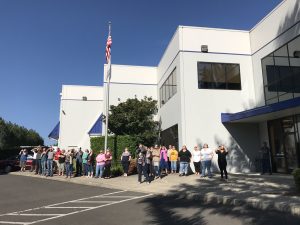 Wilsonville employees watch the solar eclipse