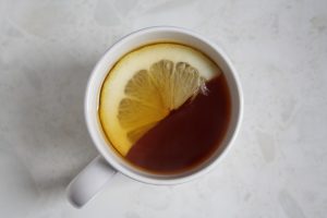 Cup of hot tea with lemon