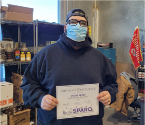 Oscar with his SPARQ certificate