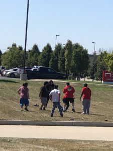 Enjoying a game of soccer