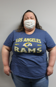 Mia Smead in a Rams shirt