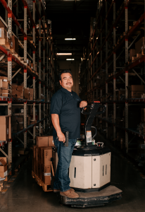 Jose operating his pallet jack