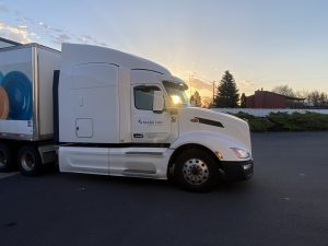 HTrans truck during sunrise